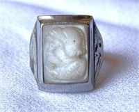 Sterling Silver Cameo Ring 8 g