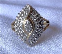 10k Gold Diamond Cocktail Ring 4.5g