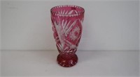 Quality Bohemian ruby flash cut crystal vase