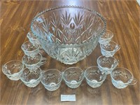 Vintage Hazel Atlas Lexington Glass Punch Bowl Set