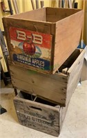 Lot of three apple crates - one marked Robinson