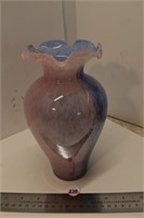 Coloured  Glass Ruffled Vase