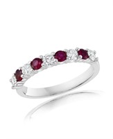 14K WHITE GOLD 0.46CT RUBY 0.37CT DIAMOND RING