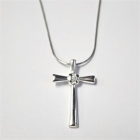 $100 Silver Cz Cross 17" Necklace