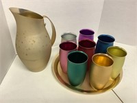 Mirro Aluminum Pitcher Tumblers and Tray