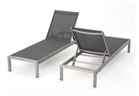 2-Piece Metal Outdoor Patio Chaise Lounge