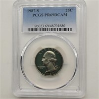 1987 S PCGS PR69DCAM WASHINGTON QUARTER