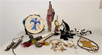 Indian items including drum, pipe, dream