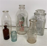 VTG Milk Bottles & Glass Canister