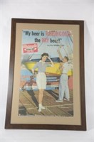 Framed Litho 1960's Advertisement Rheingold Beer