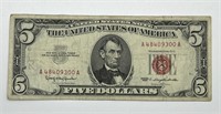 1963 U.S. $5 Bill Red Seal