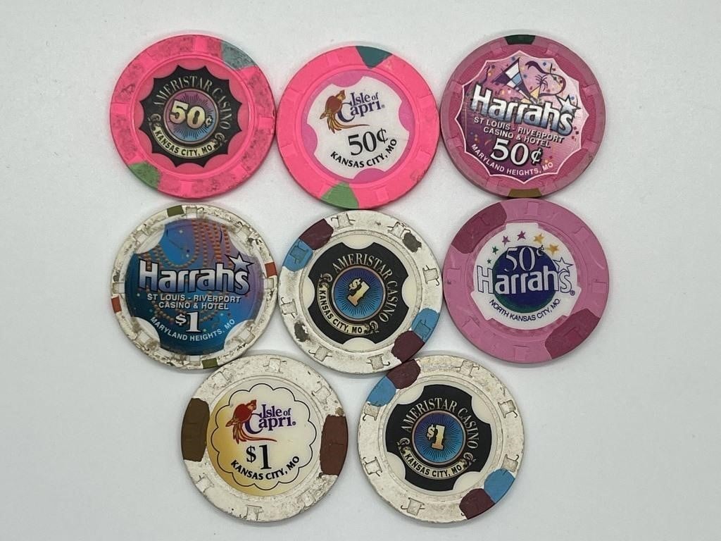8pcs U.S. Casino Current Clay Chips