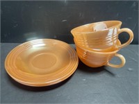 Pair of Fire King Peach Lustre Coffee Cups and