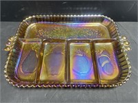 Amber Depression Glass Fruit Serving Tray.