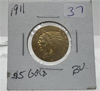 1911 U.S. $5 Gold Indian Head Coin