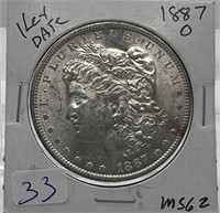 Key Date 1887 O Morgan Silver Dollar GEM UNC