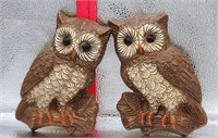 Vintage 1970s Molded Resin Owl Wall Hangers