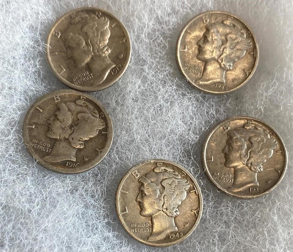 5 Mercury Dimes