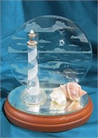 Small Glass Lighthouse Decor 6" T Has Chip