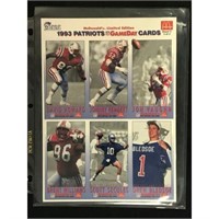 1993 Patriots Game Day Uncut Sheet