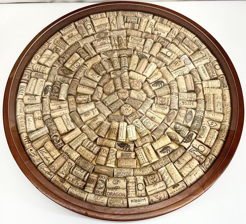 Large Wine Cork Lazy Susan Table Centerpiece