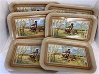 6 Serving Trays w/Pheasants on front