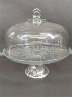 Large Clear Glass Cake Stand Plate and Dome
