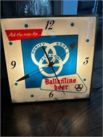 Rare Ballantine glass face lighted clock