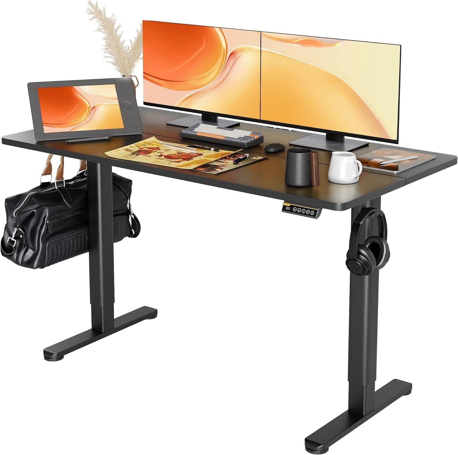 55x24 In Electric Adjustable Desk  Black Frame/Top