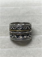 Sterling Silver 10.5" Tri Colored Spinner Ring 925