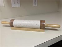 Marble Rolling pin on Wooden Stand