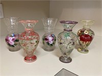 (5) Hand Painted Vases by Tracy Porter