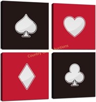 Poker Wall Art, 12'W x12'H x4, Red/Yellow