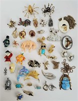 Vintage Lot Of Animals And Whimsical Brooches