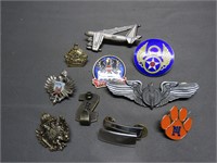 Lot Various Military State College Pins Sterling