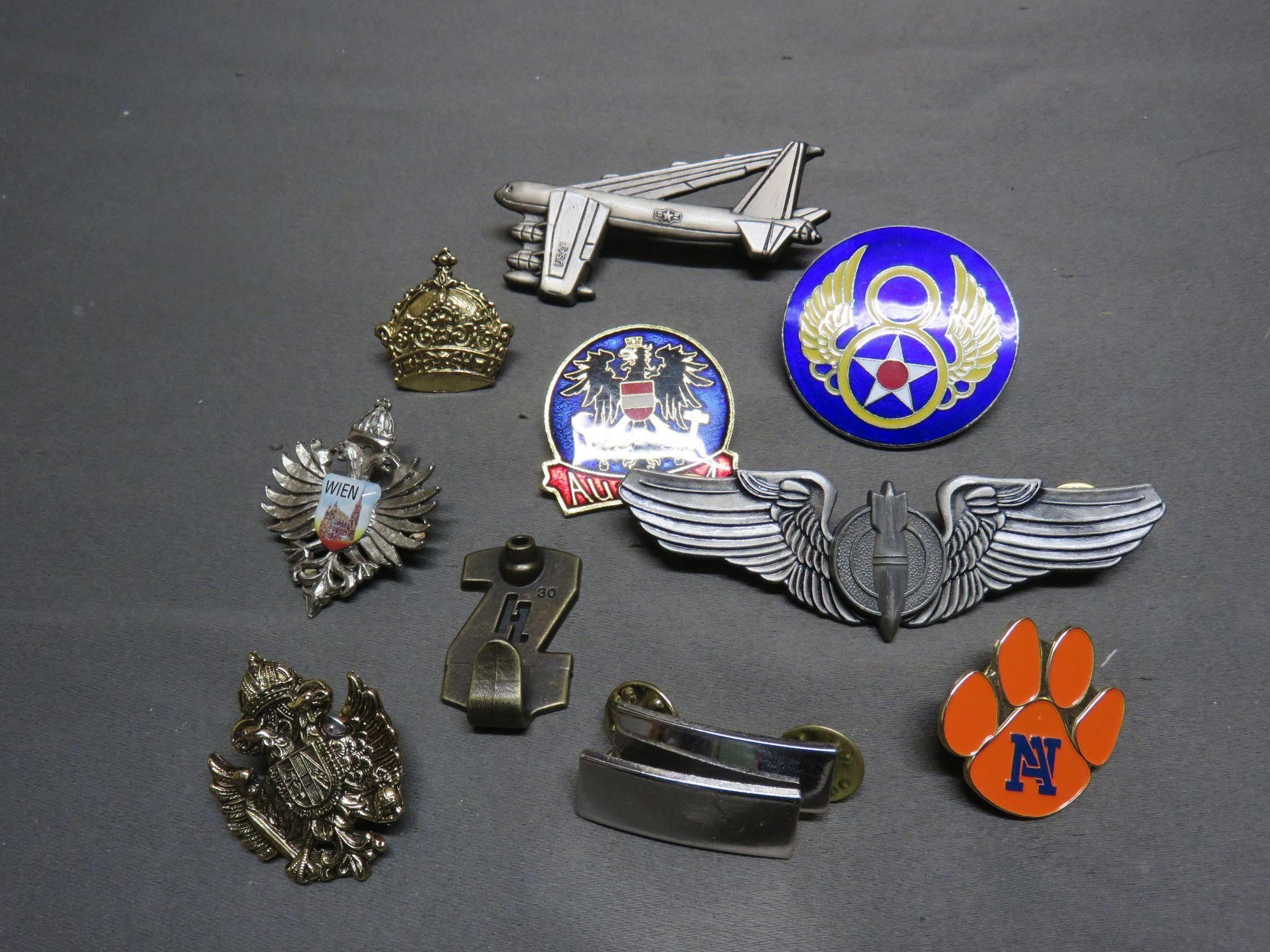 Lot Various Military State College Pins Sterling