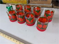 Set of 8 VTG Indiana Glass Strawberry Glasses