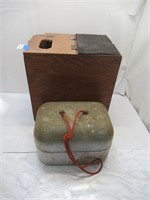 wooden box, styrofoam item