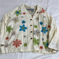 Embroidered front summer button up 3X