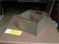 Industrial Metal Crate with Holes
