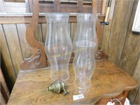 Hurricane Lamp Globes and Lamp Piece Lot of 4