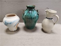 (3) Pottery Type Vases