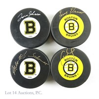 Boston Bruins HoF Autographed Hockey Pucks (4)