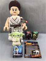 Star Wars plushies, playing cards, and other