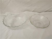 Pair of Detailed Glass Serving Bowls