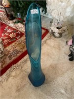 Tall blue glass vase