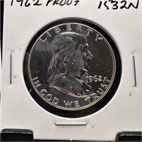 1962 PROOF FRANKLIN SILVER HALF DOLLAR