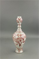 Chinese Copper Red Garlic Mouth Porcelain Vase