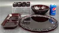 Red Cape Cod Serving Platter, Bowls, Rings Boxed