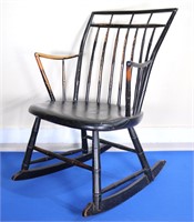 19th C. Faux Bamboo Carved Rocker